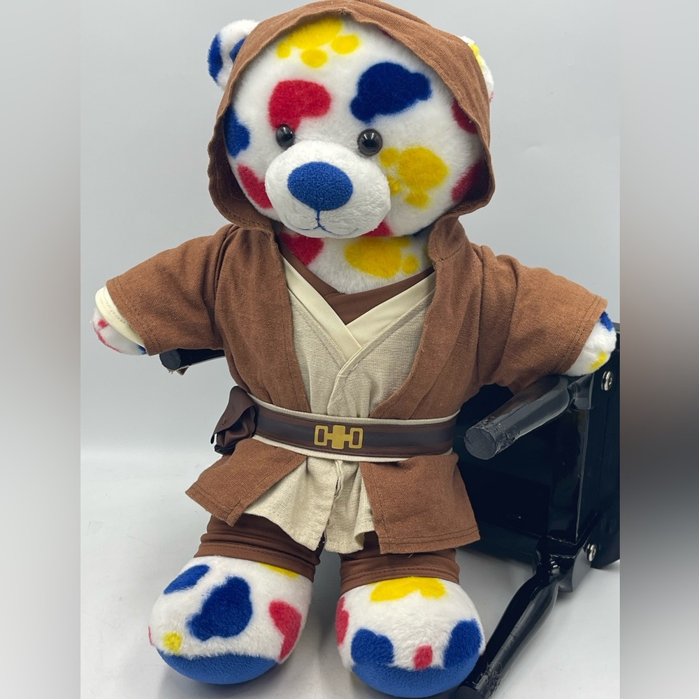 Build-A-Bear Multi Colored 16” White Bear w/Star Wars Jedi Obi Wan Kenobi Outfit